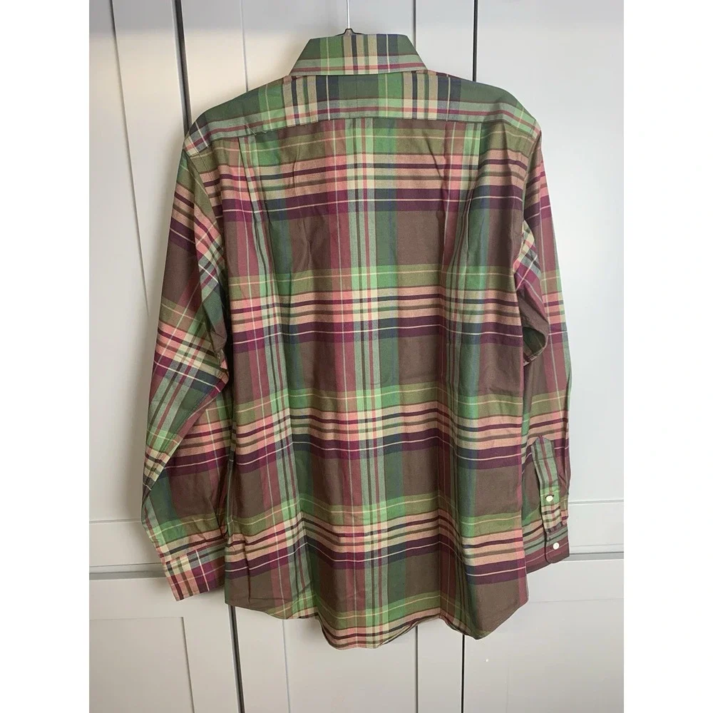 Polo Ralph Lauren Shirt Mens Medium Plaid Green Button Down Long Sleeve Casual‎